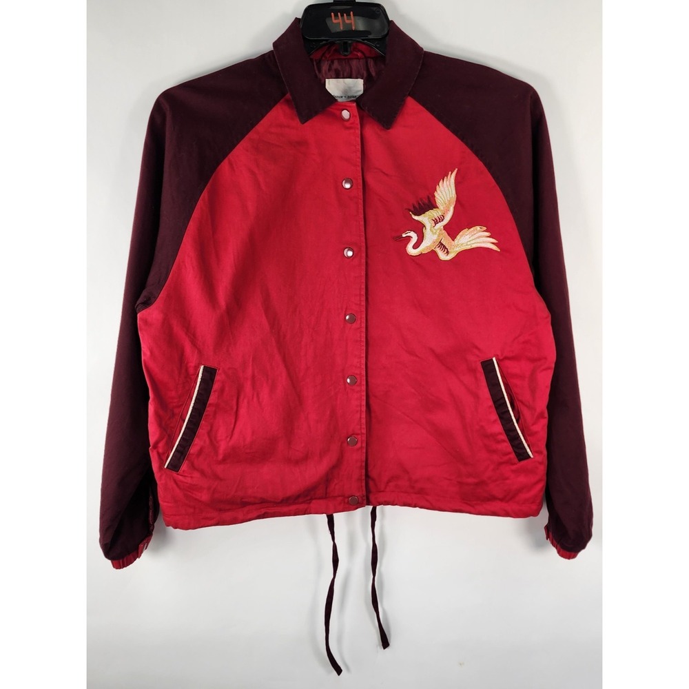 Silence + Noise Urban Outfitters Jacket Women's S Red Asian Embroidered Dragon